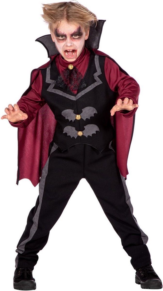 Vampier & Dracula Kostuum | Waker Van Het Nachtleven Vampier | Jongen | Maat 116 | Halloween | Verkleedkleding
